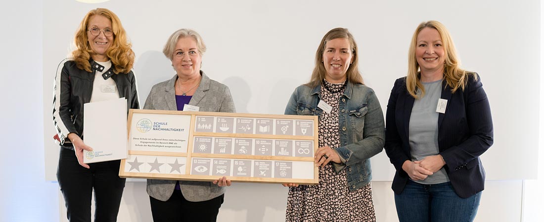 Snapshot in het kader van de netwerkbijeenkomst “Schule der Nachhaltigkeit” – te zien zijn o.a. de Saarlandse ministers Petra Berg en Christine Streichert-Clivot